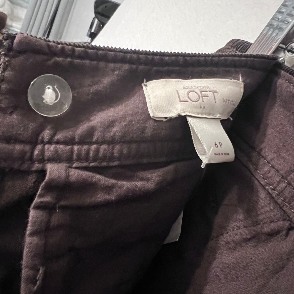 NWT LOFT Petite Brown Corduroy A-Line Mini Short Skirt‎ Size 6P back pockets - Picture 4 of 9